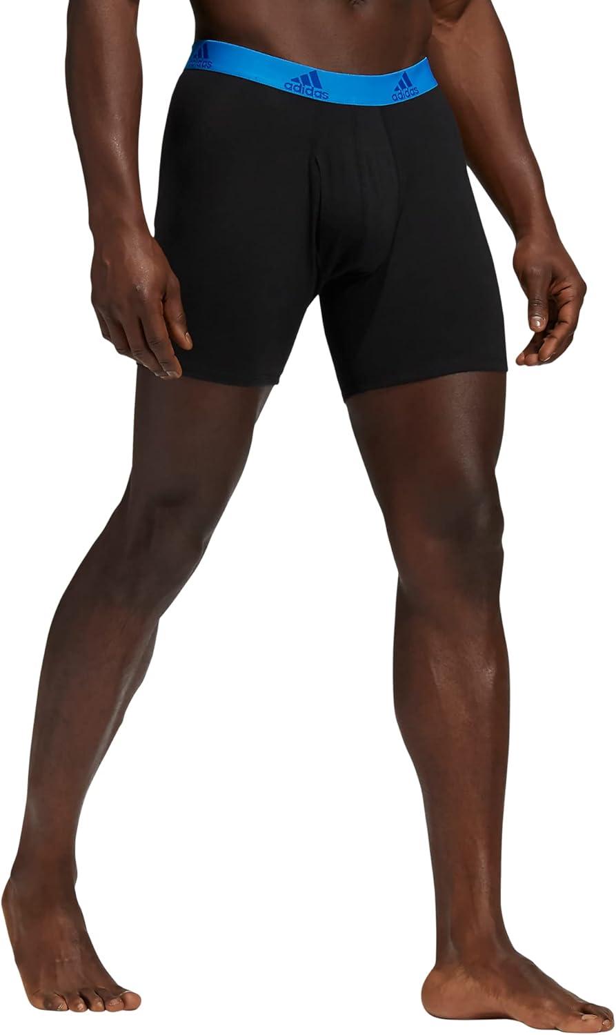 imageadidas Mens Performance Stretch Cotton Boxer Briefs Mens Underwear Boxer Brief Soft Stretch Superior Comfort 3PackBlackBlue RushLegacy Teal Green