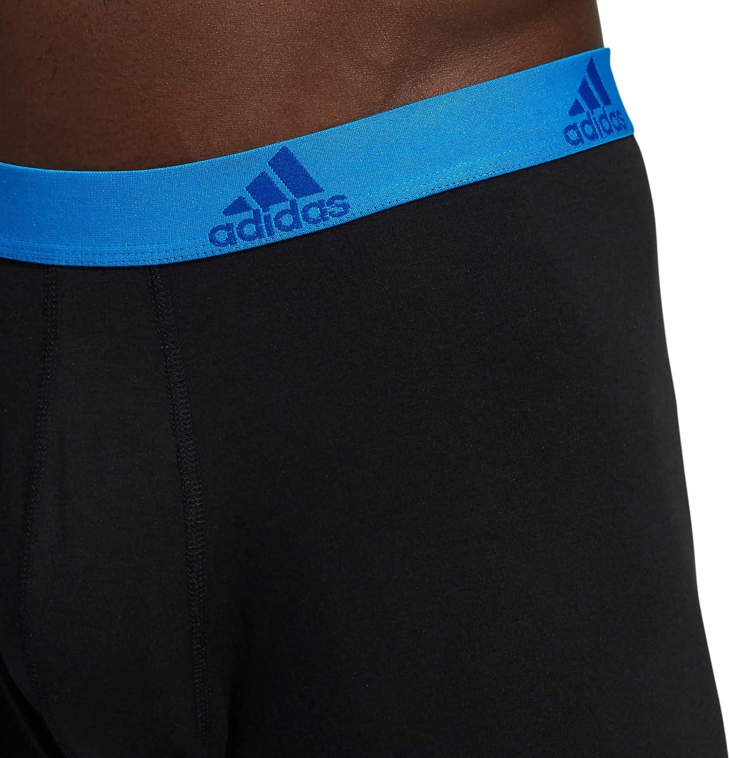 imageadidas Mens Performance Stretch Cotton Boxer Briefs Mens Underwear Boxer Brief Soft Stretch Superior Comfort 3PackBlackBlue RushLegacy Teal Green