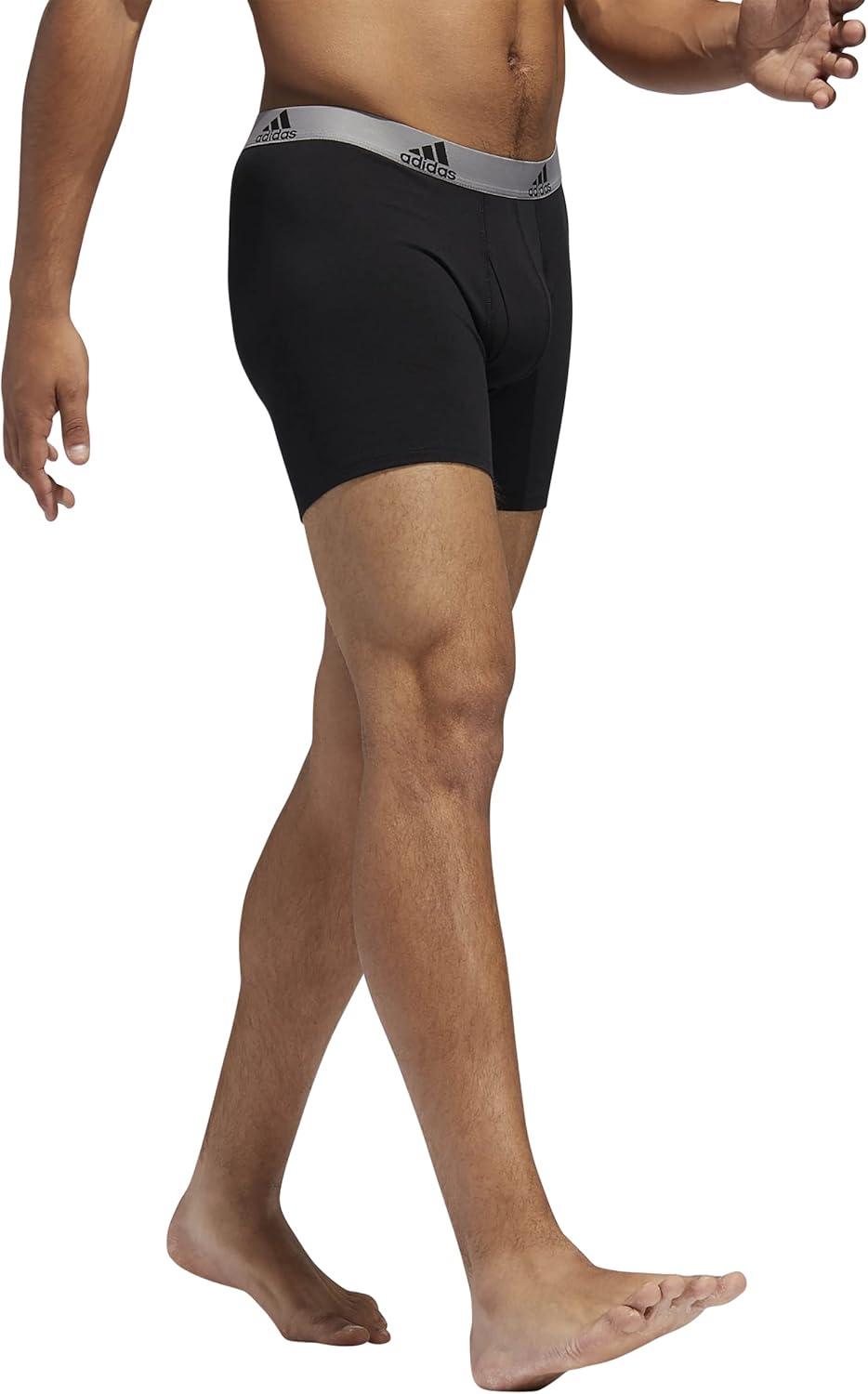 imageadidas Mens Performance Stretch Cotton Boxer Briefs Mens Underwear Boxer Brief Soft Stretch Superior Comfort 3PackBlackGrey GreyBlack WhiteBlack