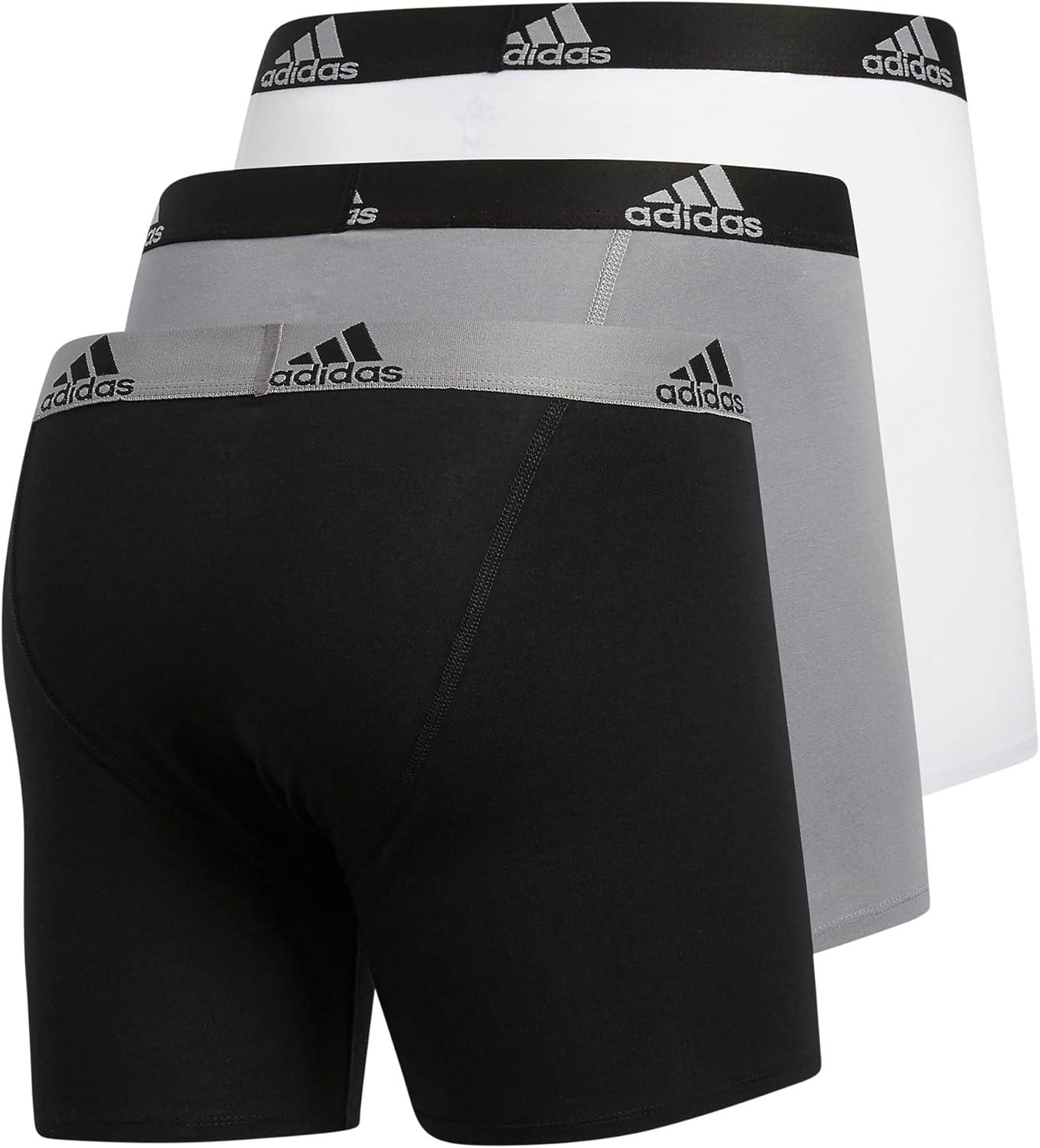 imageadidas Mens Performance Stretch Cotton Boxer Briefs Mens Underwear Boxer Brief Soft Stretch Superior Comfort 3PackBlackGrey GreyBlack WhiteBlack