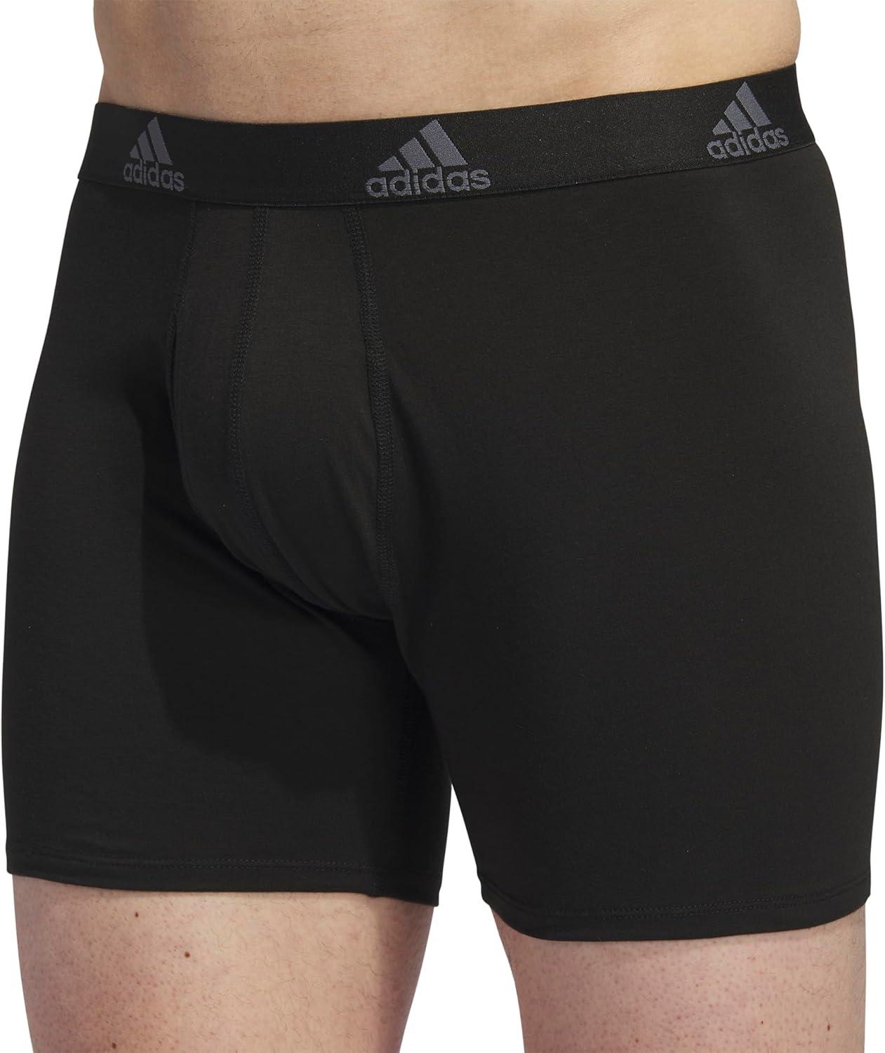 imageadidas Mens Performance Stretch Cotton Boxer Briefs Mens Underwear Boxer Brief Soft Stretch Superior Comfort 3PackBlackOnix Grey
