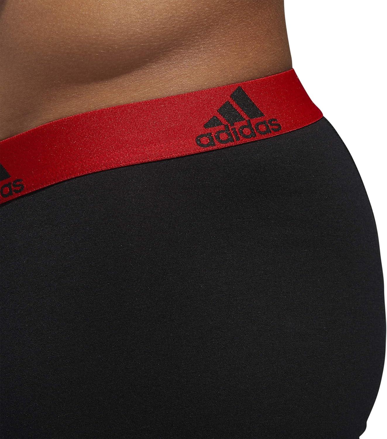 imageadidas Mens Performance Stretch Cotton Boxer Briefs Mens Underwear Boxer Brief Soft Stretch Superior Comfort 3PackBlackScarlet BlackCollegiate Light Blue BlackBold Blue