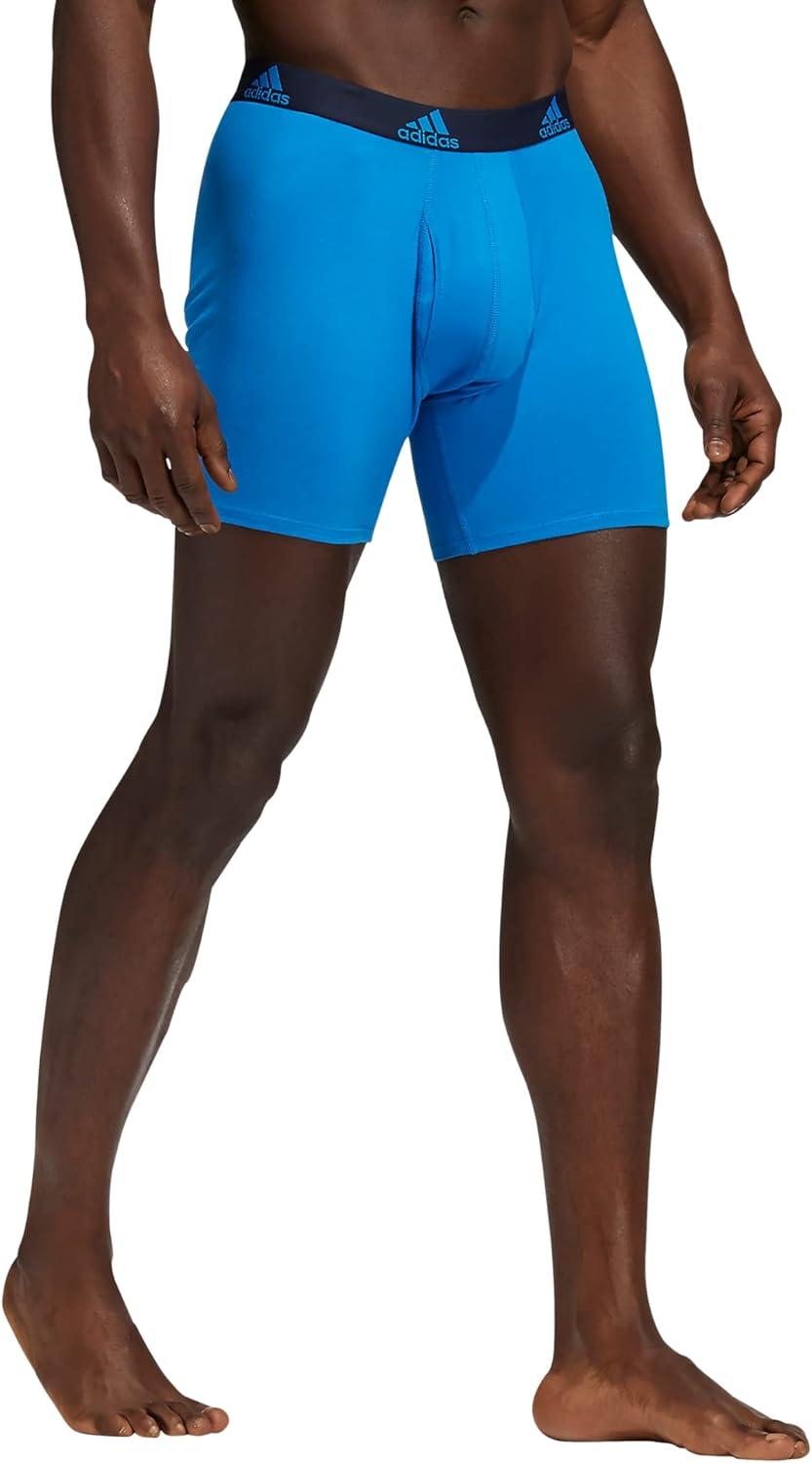 imageadidas Mens Performance Stretch Cotton Boxer Briefs Mens Underwear Boxer Brief Soft Stretch Superior Comfort 3PackBlue RushLegend Ink BlueTeam Royal Blue