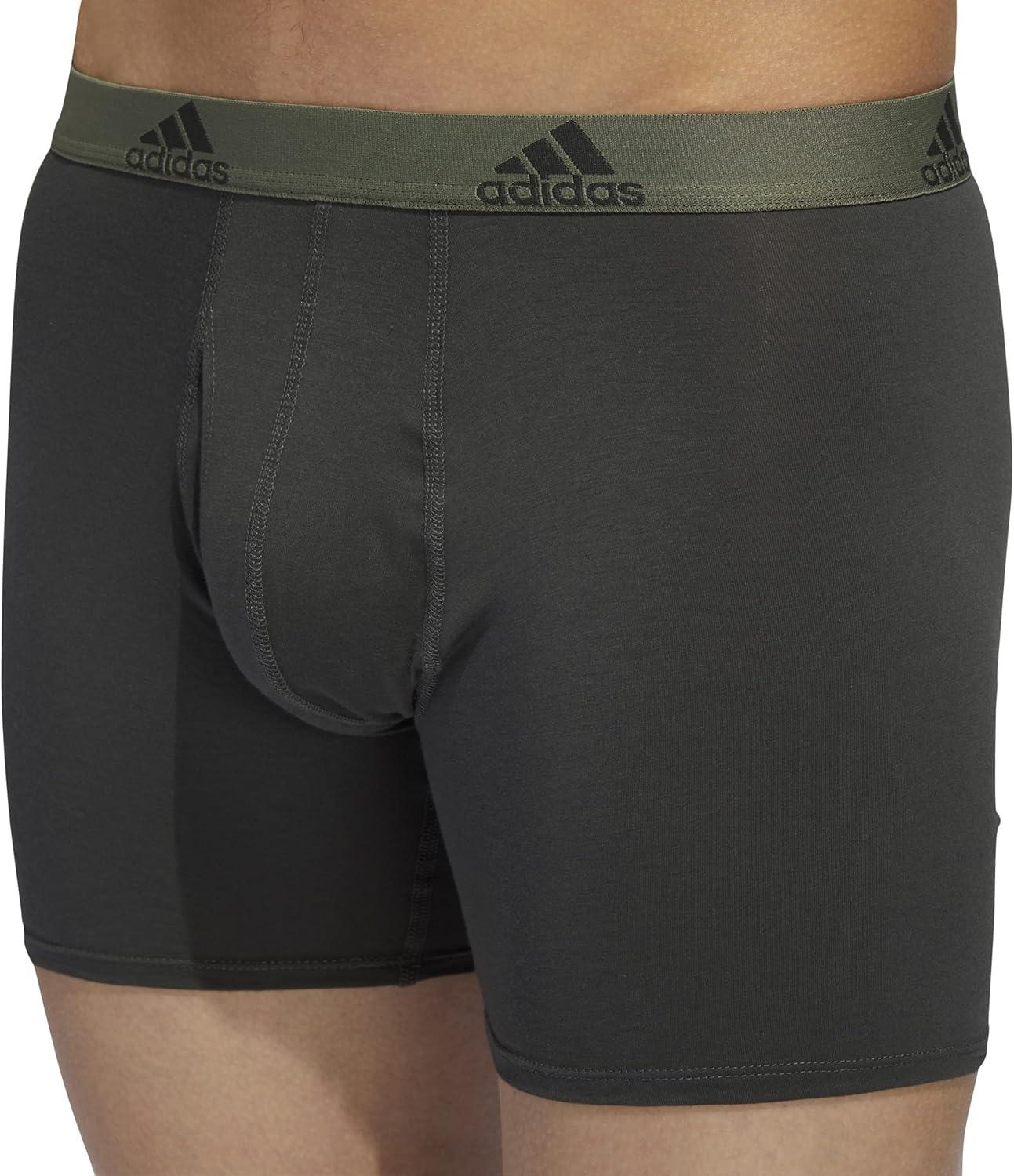imageadidas Mens Performance Stretch Cotton Boxer Briefs Mens Underwear Boxer Brief Soft Stretch Superior Comfort 3PackLegacy GreenLegend Earth Grey FiveLegend Earth Legend EarthLegacy G
