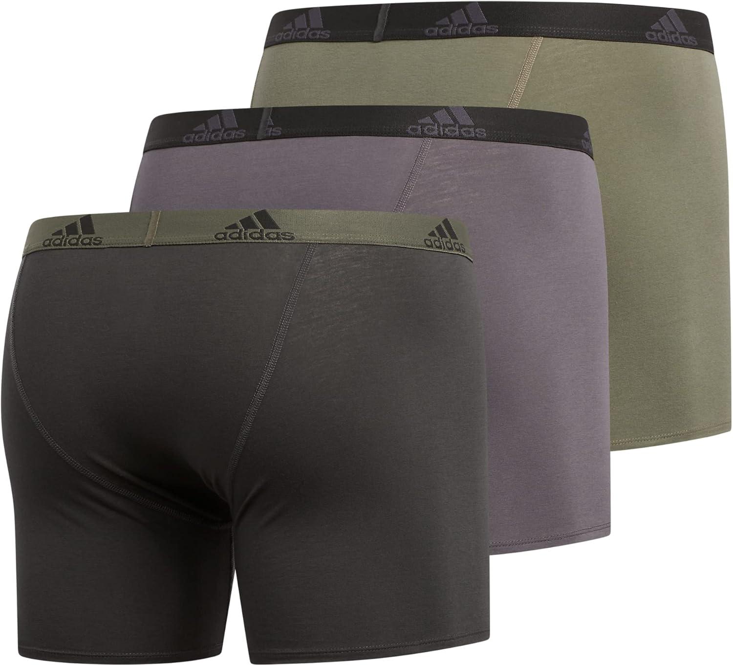 imageadidas Mens Performance Stretch Cotton Boxer Briefs Mens Underwear Boxer Brief Soft Stretch Superior Comfort 3PackLegacy GreenLegend Earth Grey FiveLegend Earth Legend EarthLegacy G