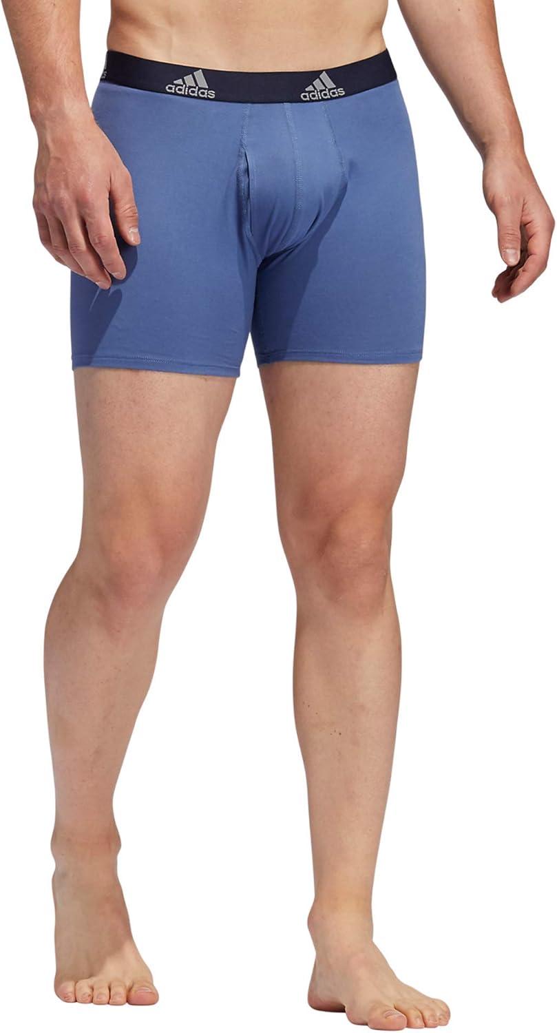 imageadidas Mens Performance Stretch Cotton Boxer Briefs Mens Underwear Boxer Brief Soft Stretch Superior Comfort 3PackNight Marine BlueGreyCrew Blue