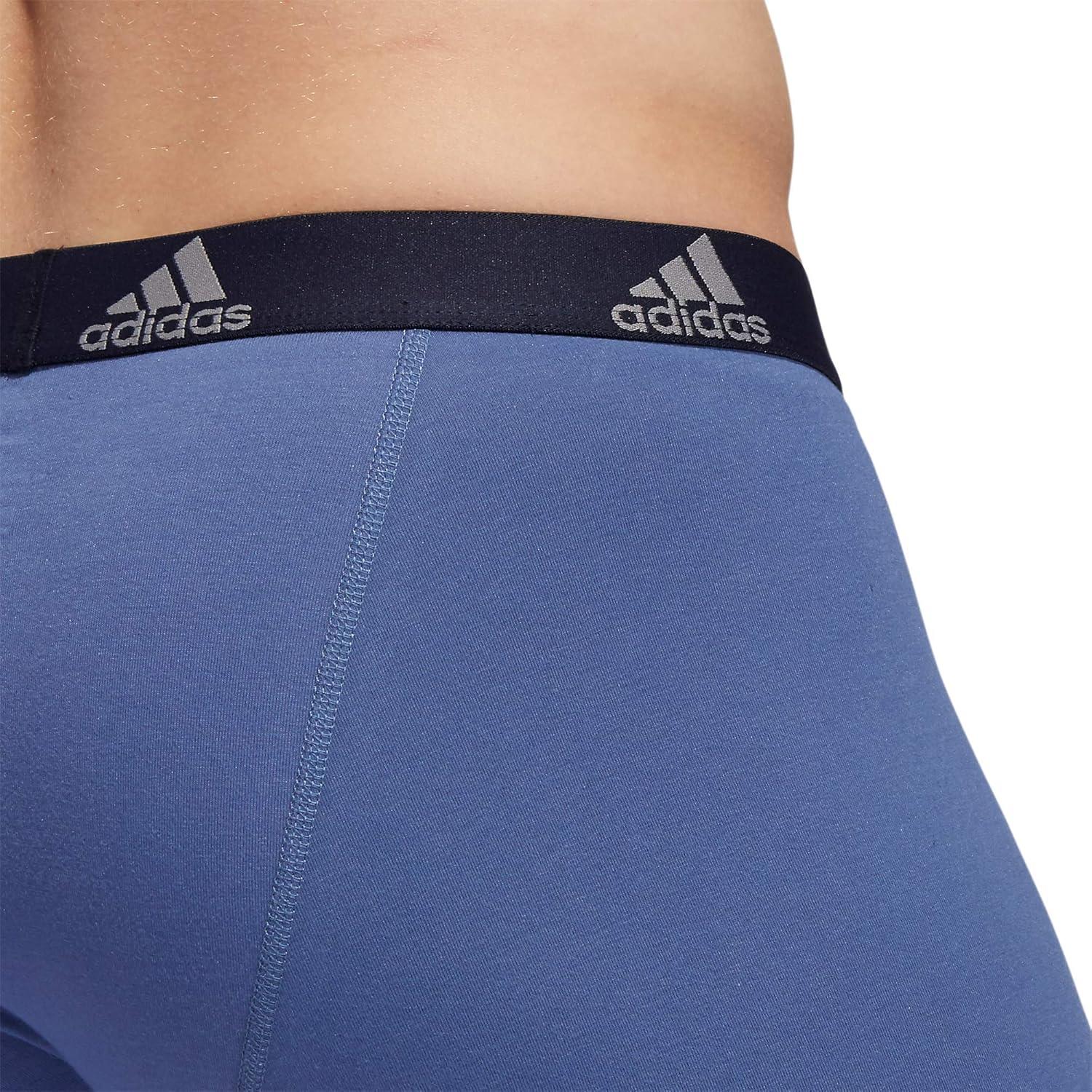 imageadidas Mens Performance Stretch Cotton Boxer Briefs Mens Underwear Boxer Brief Soft Stretch Superior Comfort 3PackNight Marine BlueGreyCrew Blue