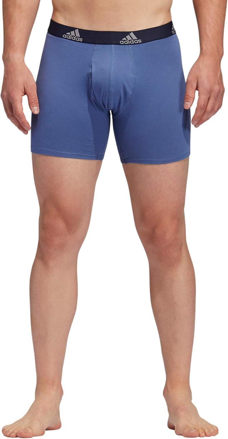 imageadidas Mens Performance Stretch Cotton Boxer Briefs Mens Underwear Boxer Brief Soft Stretch Superior Comfort 3PackNight Marine BlueGreyCrew Blue