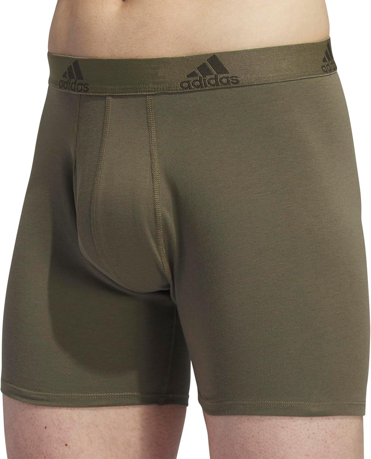 imageadidas Mens Performance Stretch Cotton Boxer Briefs Mens Underwear Boxer Brief Soft Stretch Superior Comfort 3PackOlive Strata GreenChalky BrownPreloved Ink Blue