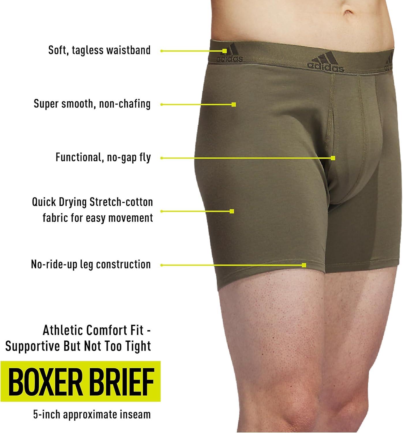 imageadidas Mens Performance Stretch Cotton Boxer Briefs Mens Underwear Boxer Brief Soft Stretch Superior Comfort 3PackOlive Strata GreenChalky BrownPreloved Ink Blue