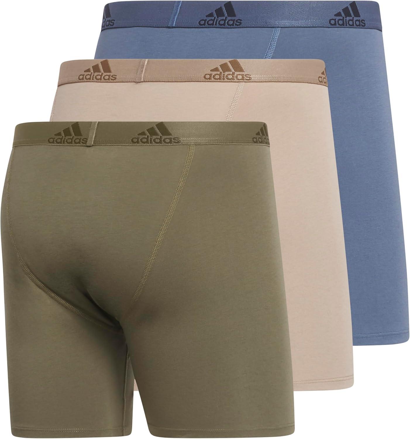 imageadidas Mens Performance Stretch Cotton Boxer Briefs Mens Underwear Boxer Brief Soft Stretch Superior Comfort 3PackOlive Strata GreenChalky BrownPreloved Ink Blue