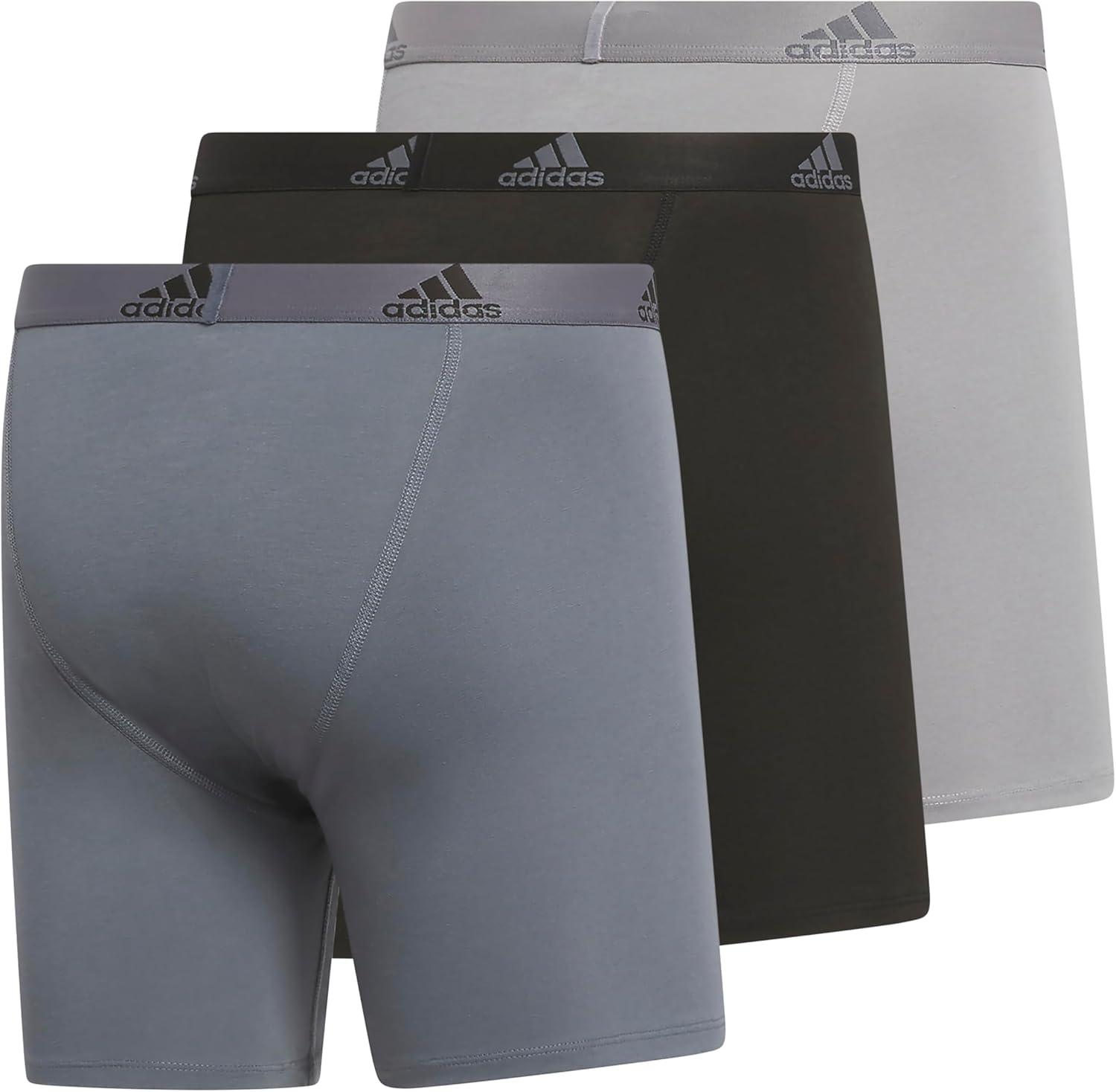 imageadidas Mens Performance Stretch Cotton Boxer Briefs Mens Underwear Boxer Brief Soft Stretch Superior Comfort 3PackOnix GreyBlackGrey