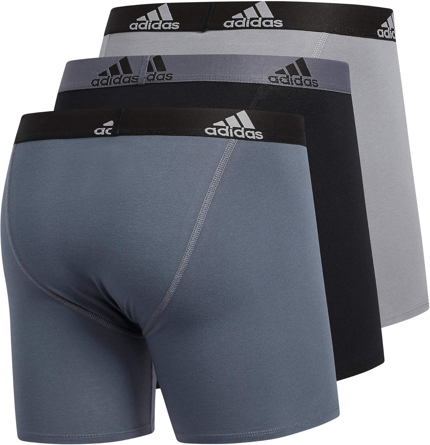 imageadidas Mens Performance Stretch Cotton Boxer Briefs Mens Underwear Boxer Brief Soft Stretch Superior Comfort 3PackOnixBlack BlackOnix GreyBlack