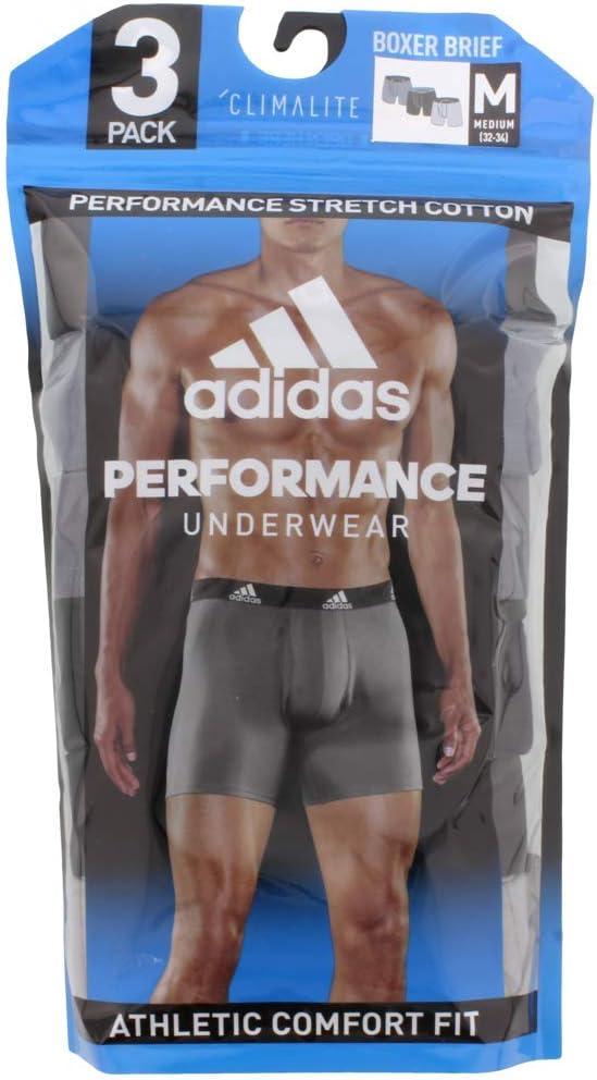 imageadidas Mens Performance Stretch Cotton Boxer Briefs Mens Underwear Boxer Brief Soft Stretch Superior Comfort 3PackOnixBlack BlackOnix GreyBlack