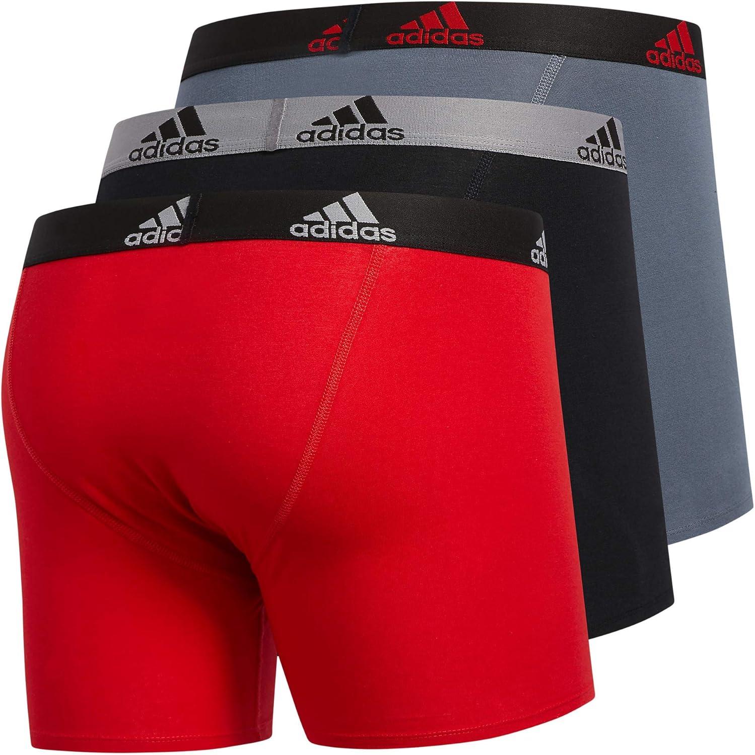 imageadidas Mens Performance Stretch Cotton Boxer Briefs Mens Underwear Boxer Brief Soft Stretch Superior Comfort 3PackScarlet RedBlackOnix Grey