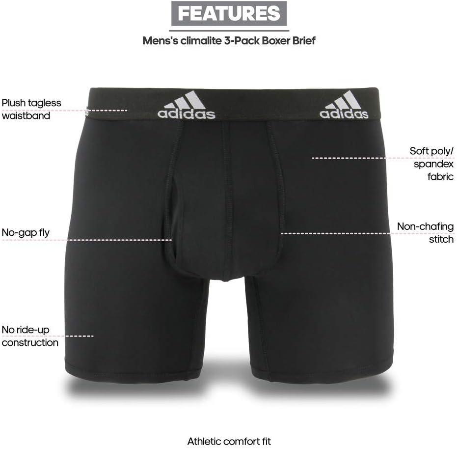 imageadidas Mens Performance Stretch Cotton Boxer Briefs Mens Underwear Boxer Brief Soft Stretch Superior Comfort 3PackSolar BlueBlack BlackSolar Blue GreySolar Blue