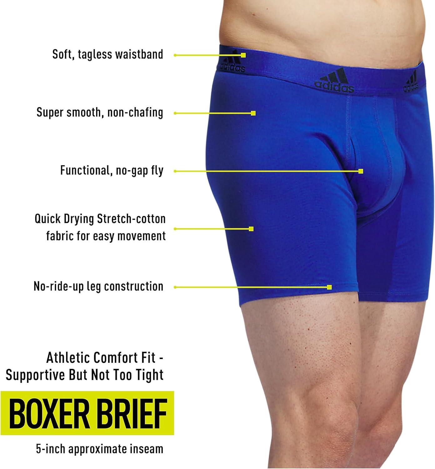imageadidas Mens Performance Stretch Cotton Boxer Briefs Mens Underwear Boxer Brief Soft Stretch Superior Comfort 3PackTeam Royal BlueOnix GreyLegend Ink Blue