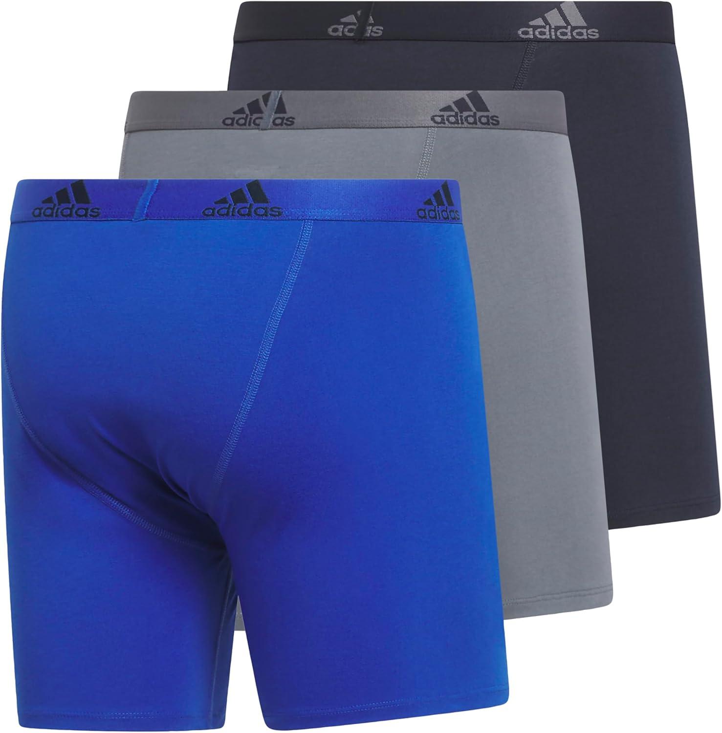 imageadidas Mens Performance Stretch Cotton Boxer Briefs Mens Underwear Boxer Brief Soft Stretch Superior Comfort 3PackTeam Royal BlueOnix GreyLegend Ink Blue