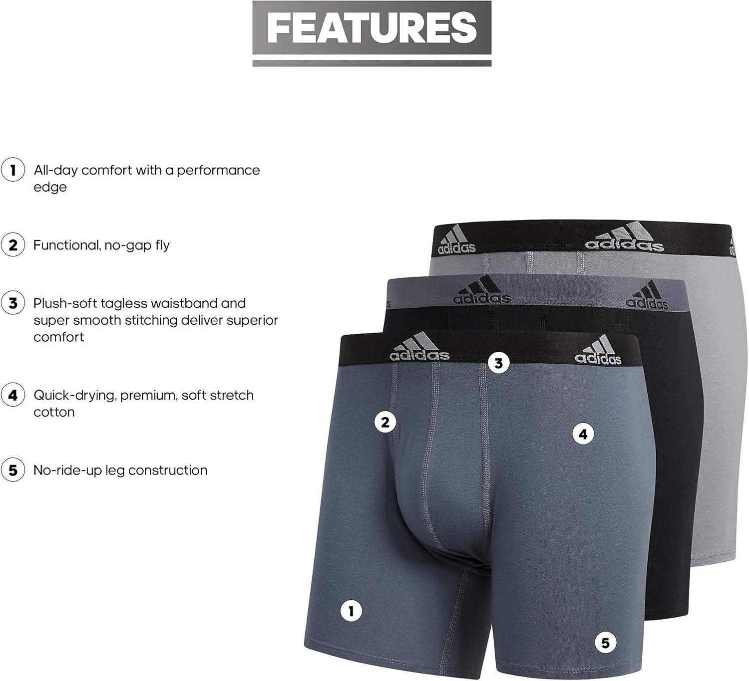 imageadidas Mens Stretch Cotton Boxer Brief Underwear 3Pack 2020Onix GreyBlackGrey