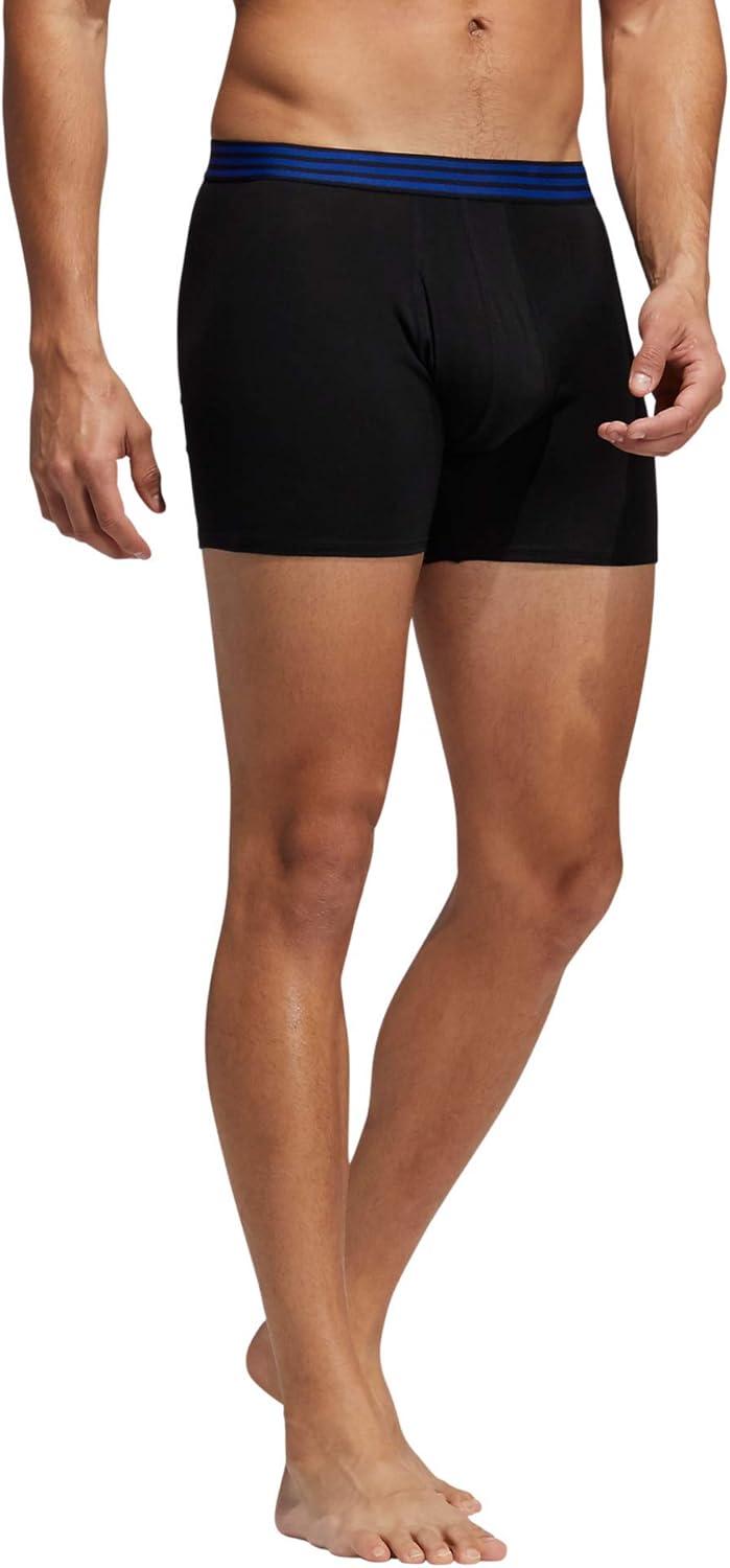 imageadidas mens Core Stretch Cotton Boxer Brief Underwear 4packBlackCollegiate Royal BlueOnix Grey