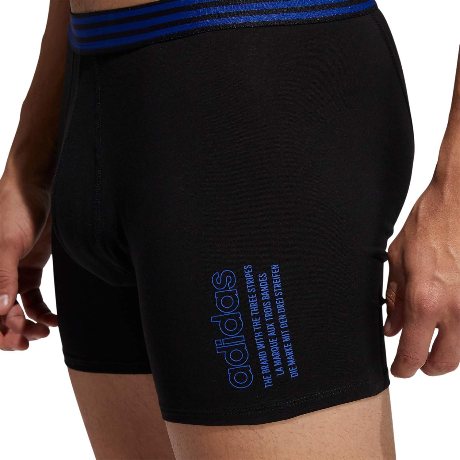 imageadidas mens Core Stretch Cotton Boxer Brief Underwear 4packBlackCollegiate Royal BlueOnix Grey