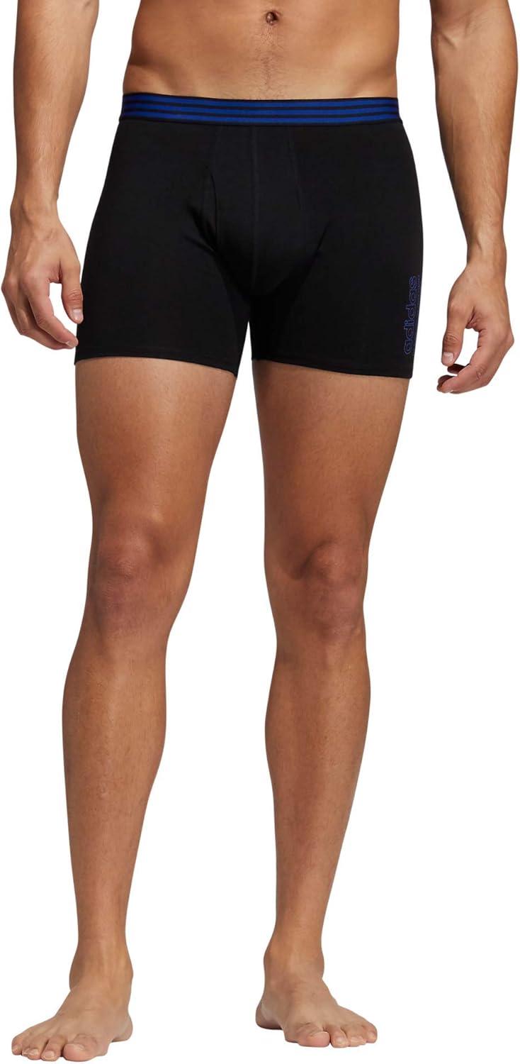 imageadidas mens Core Stretch Cotton Boxer Brief Underwear 4packBlackCollegiate Royal BlueOnix Grey