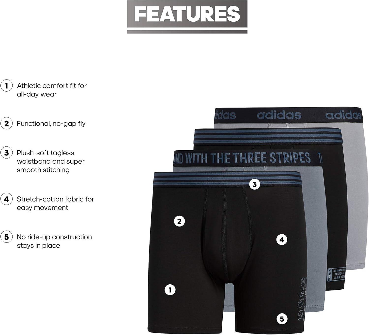 imageadidas mens Core Stretch Cotton Boxer Brief Underwear 4packBlackOnix GreyGrey