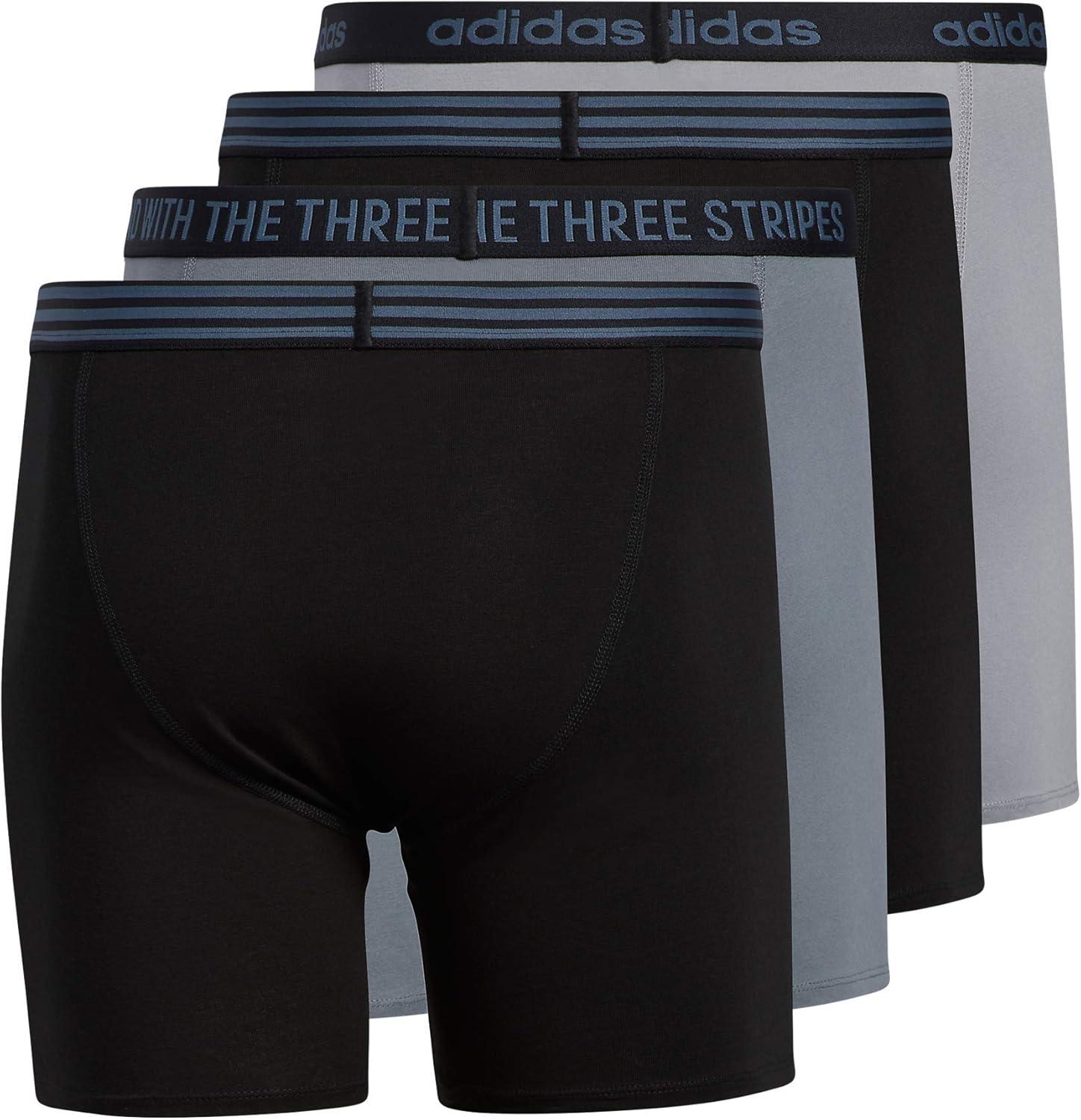 imageadidas mens Core Stretch Cotton Boxer Brief Underwear 4packBlackOnix GreyGrey
