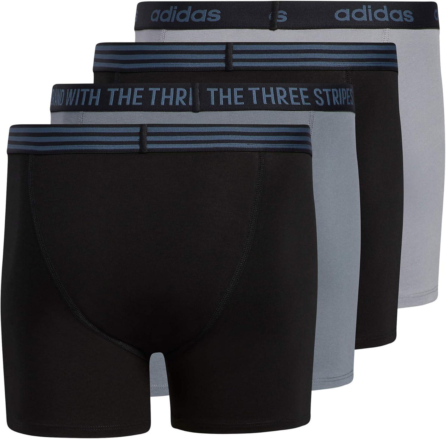 imageadidas mens Core Stretch Cotton Trunks Underwear 4packBlackOnix GreyGrey