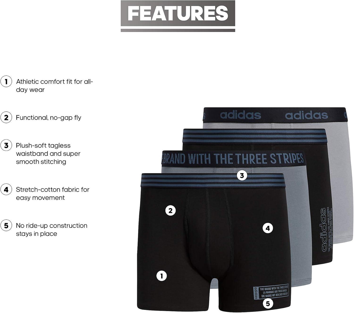 imageadidas mens Core Stretch Cotton Trunks Underwear 4packBlackOnix GreyGrey