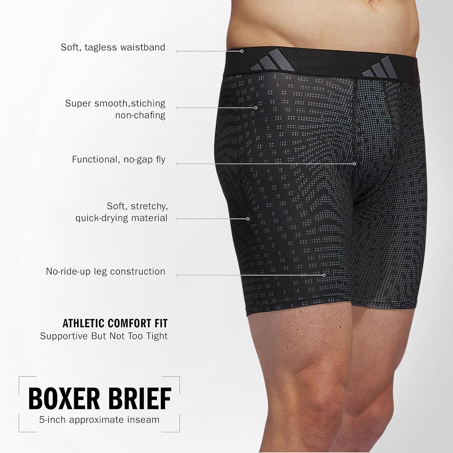 imageadidas mens Performance Boxer Brief Underwear 1packAccelerate Onix BlackOnix GreyBlack