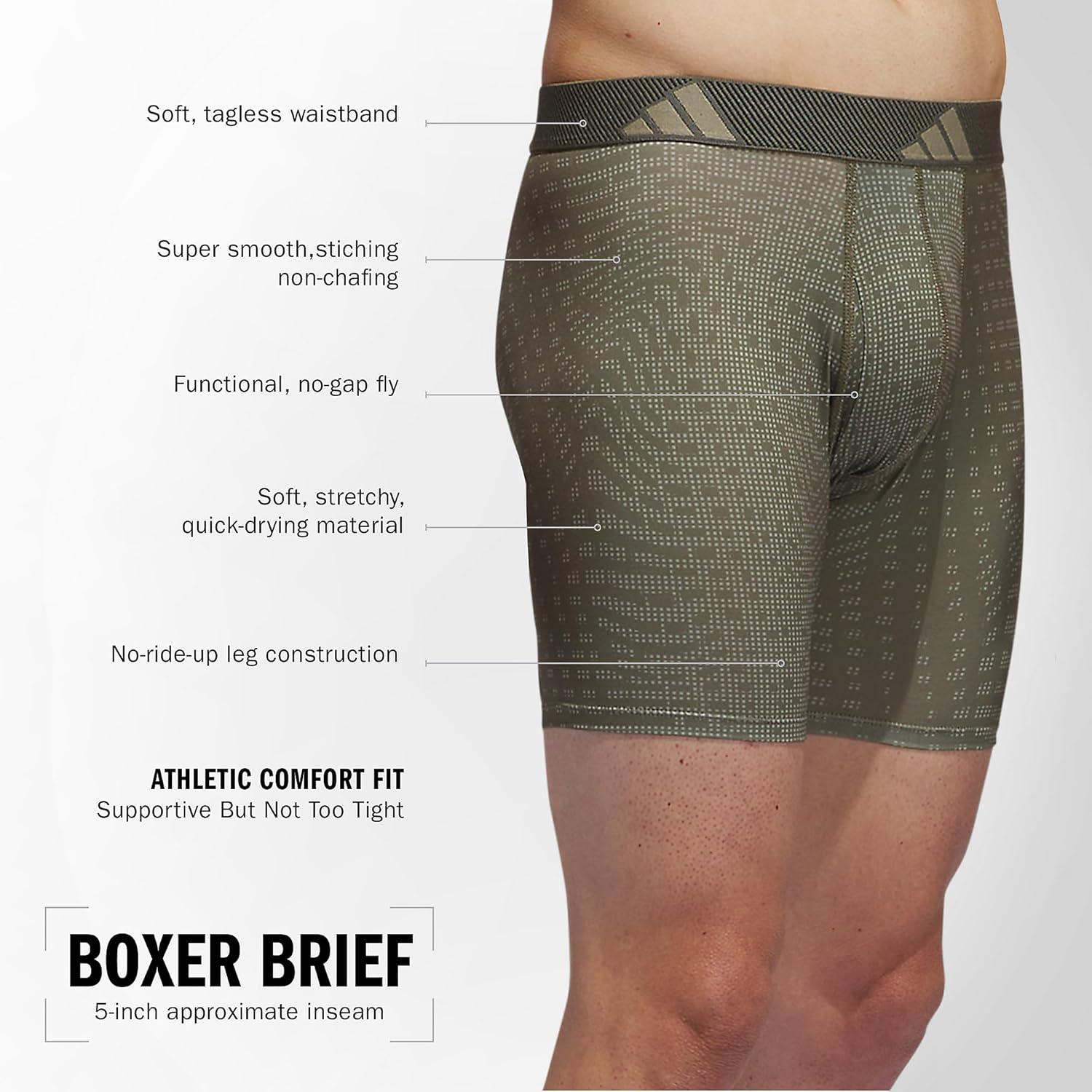 imageadidas mens Performance Boxer Brief Underwear 1packAccelerate Silver Pebbleolive StrataShadow Olive GreenSilver Pebble Grey