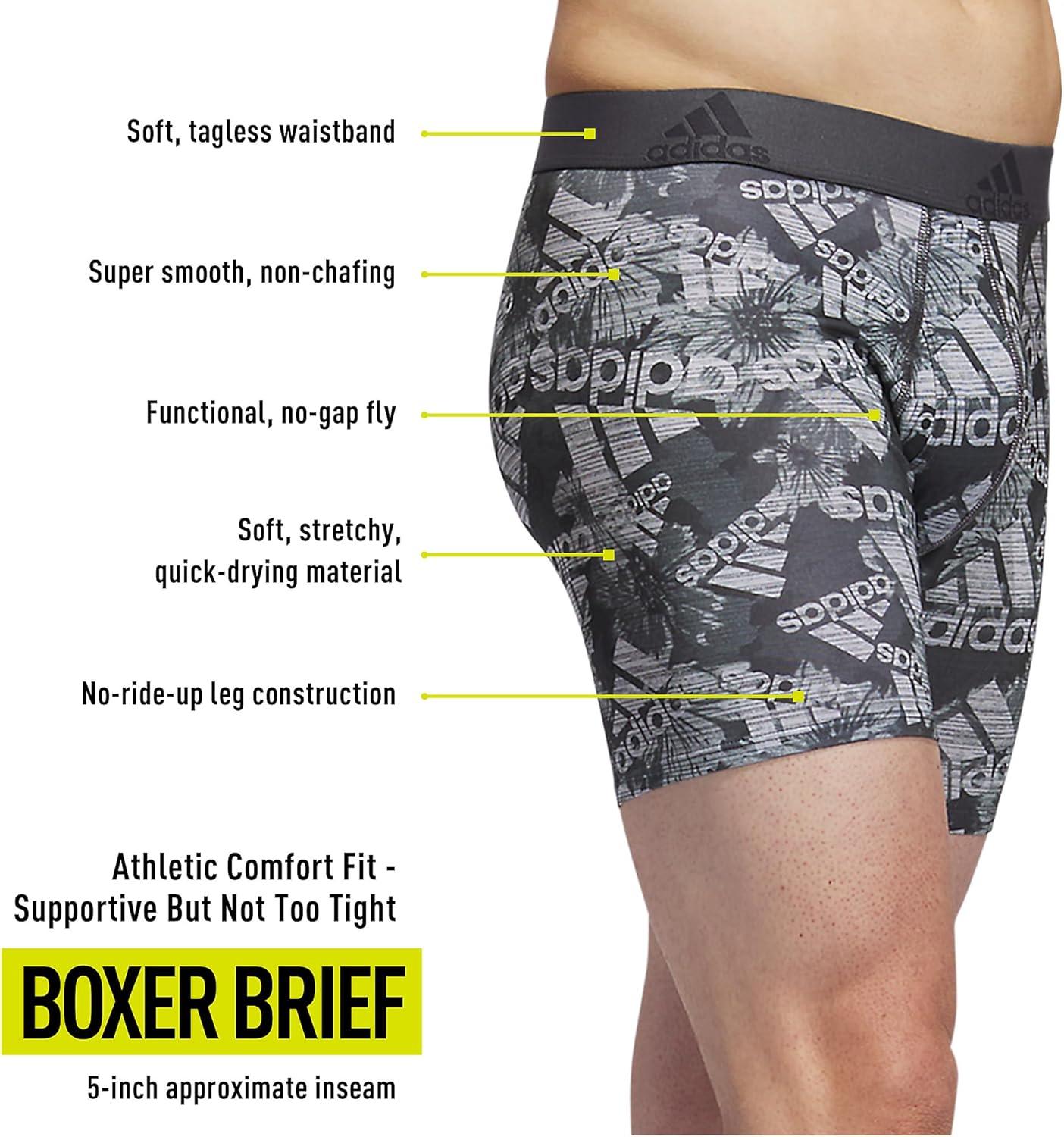imageadidas mens Performance Boxer Brief Underwear 1packBos Floral Carbonlegend Ivyclear OnixLegend Ivy GreenClear Onix Grey