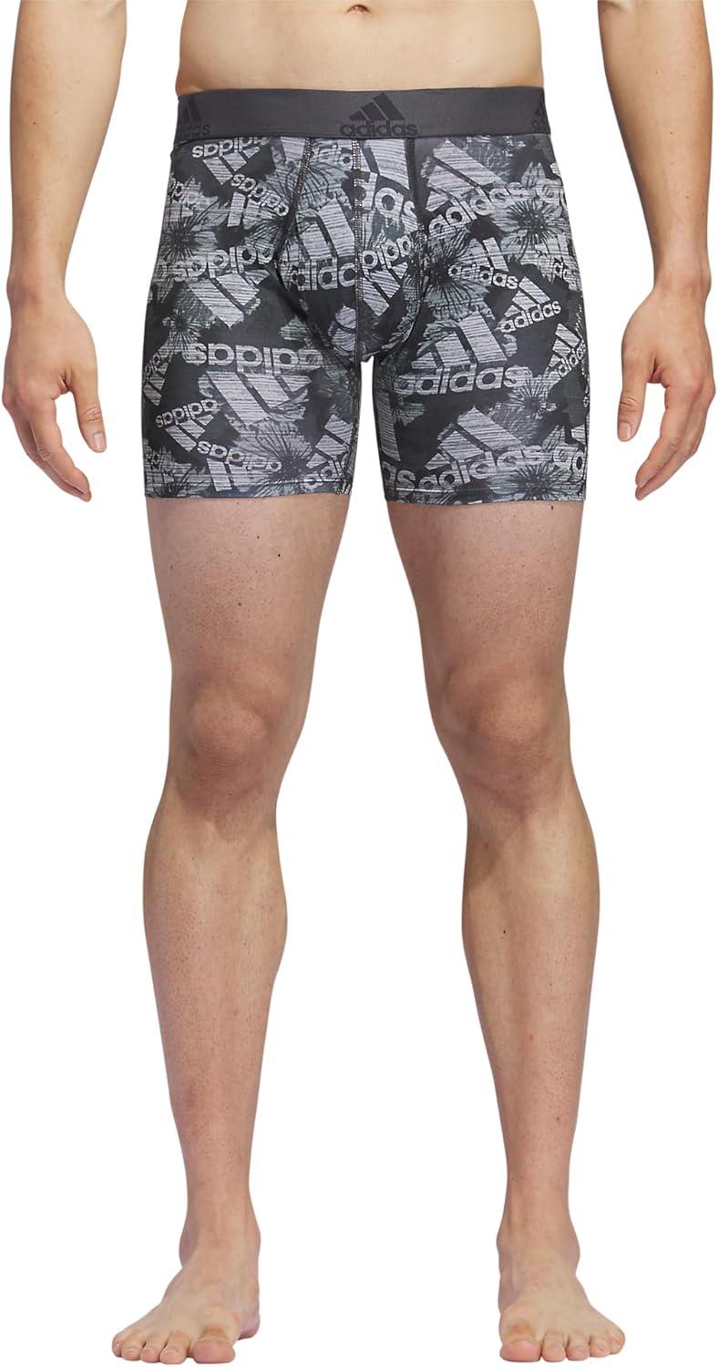 imageadidas mens Performance Boxer Brief Underwear 1packBos Floral Carbonlegend Ivyclear OnixLegend Ivy GreenClear Onix Grey