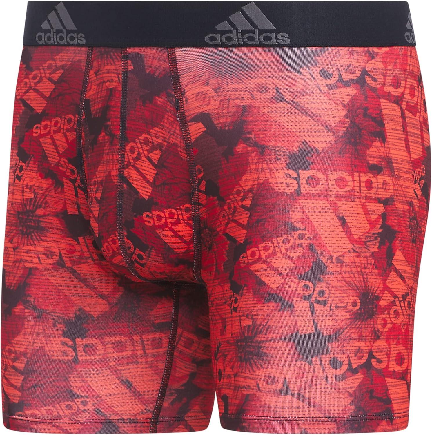 imageadidas mens Performance Boxer Brief Underwear 1packBos Floral Legend Inkbetter ScarletLegend Ink BlueOnix Grey