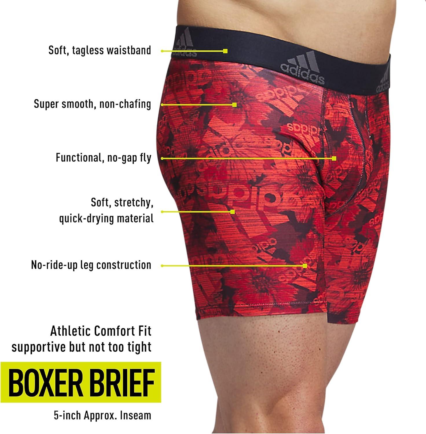 imageadidas mens Performance Boxer Brief Underwear 1packBos Floral Legend Inkbetter ScarletLegend Ink BlueOnix Grey