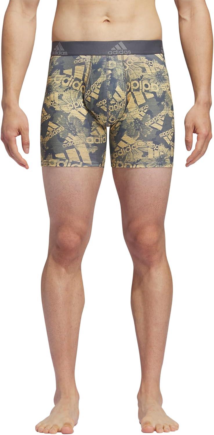 imageadidas mens Performance Boxer Brief Underwear 1packBos Floral Onixgreysemi SparkOnix GreySemi Spark Orange