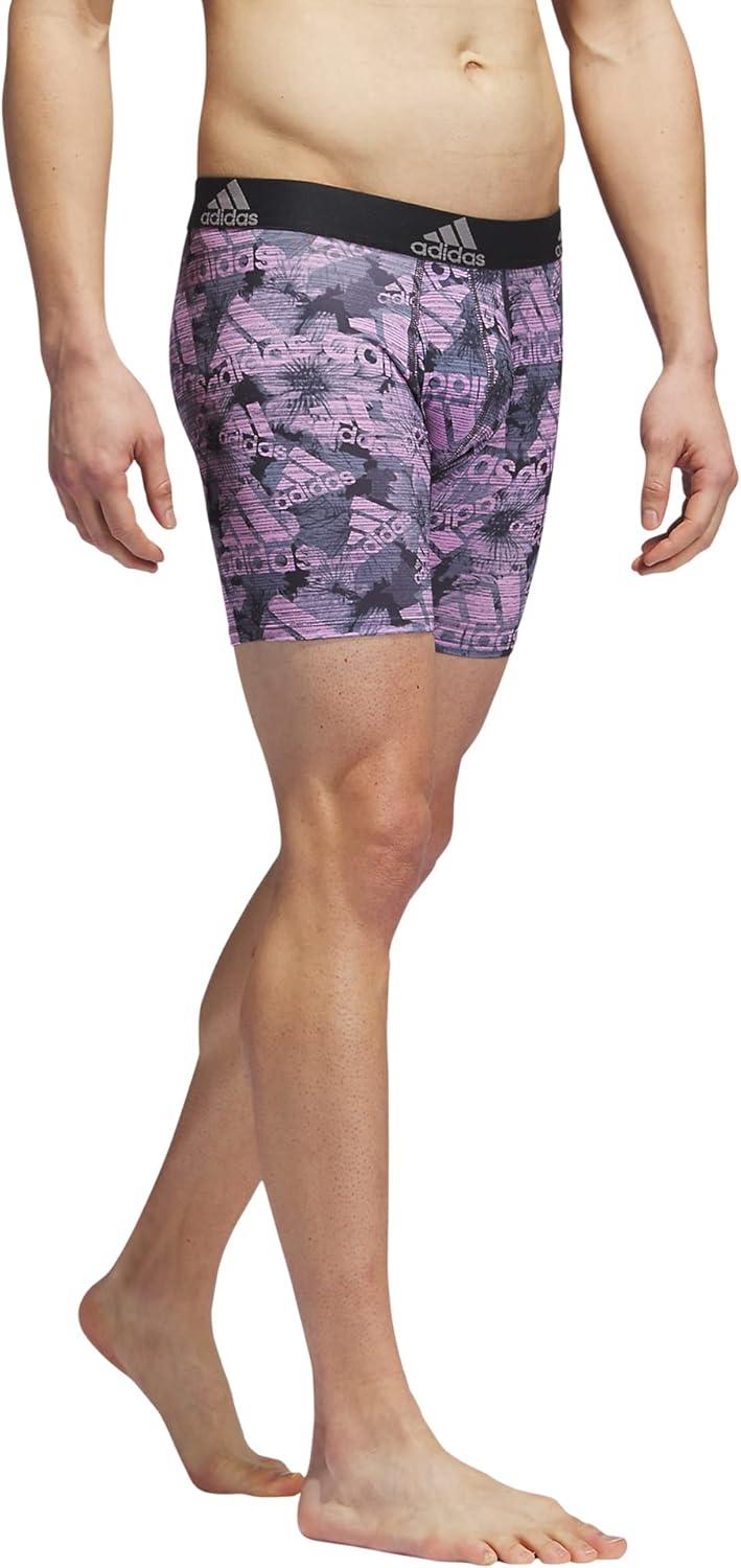 imageadidas mens Performance Boxer Brief Underwear 1packBos Floral Orchid FusioncarbonCarbon GreyGrey