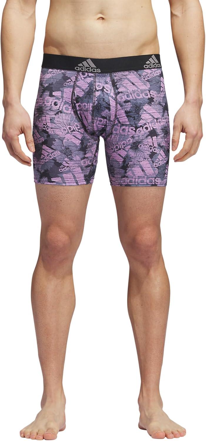 imageadidas mens Performance Boxer Brief Underwear 1packBos Floral Orchid FusioncarbonCarbon GreyGrey