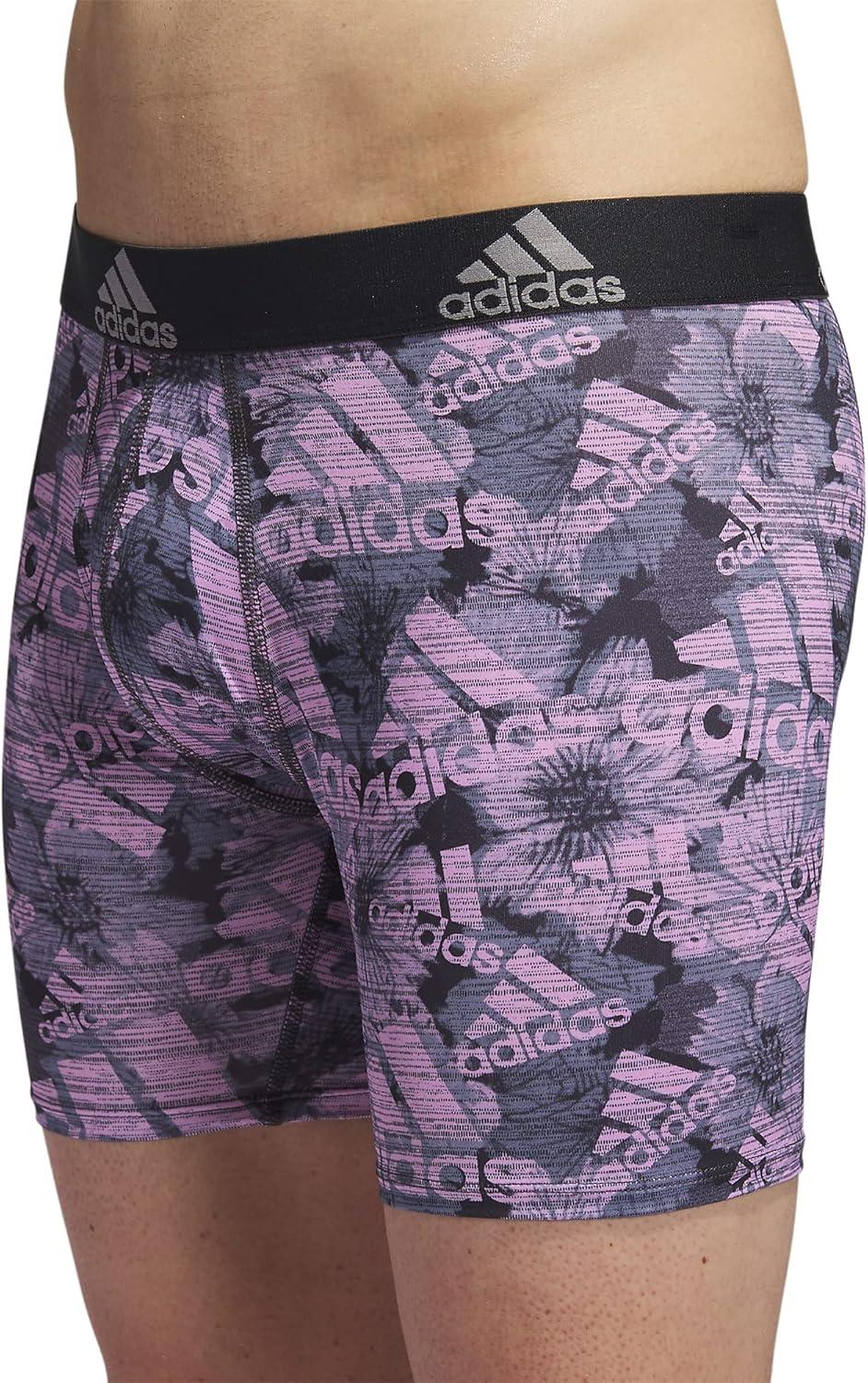 imageadidas mens Performance Boxer Brief Underwear 1packBos Floral Orchid FusioncarbonCarbon GreyGrey