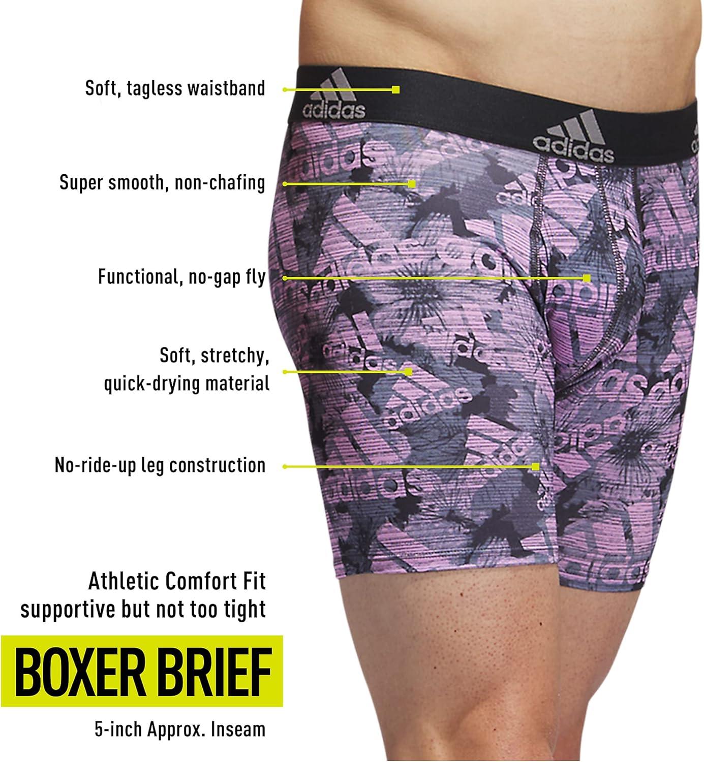 imageadidas mens Performance Boxer Brief Underwear 1packBos Floral Orchid FusioncarbonCarbon GreyGrey