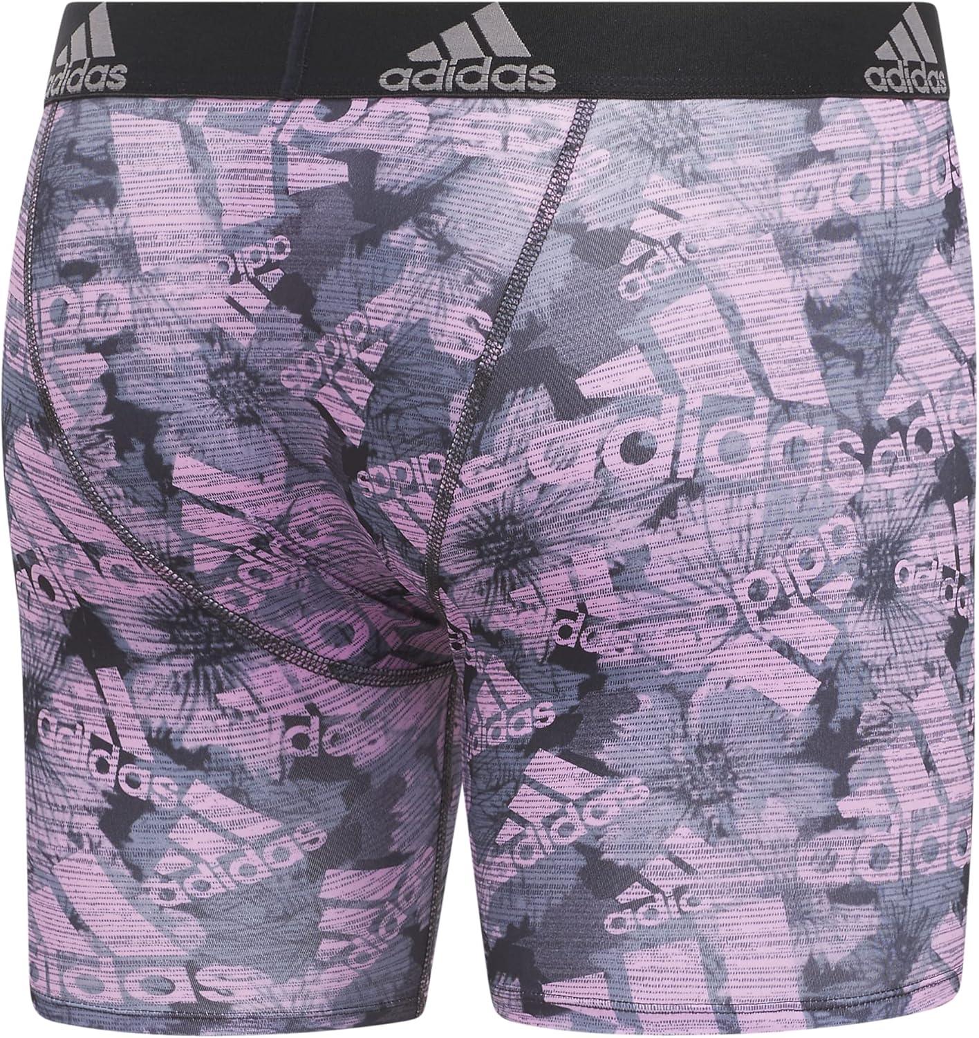 imageadidas mens Performance Boxer Brief Underwear 1packBos Floral Orchid FusioncarbonCarbon GreyGrey