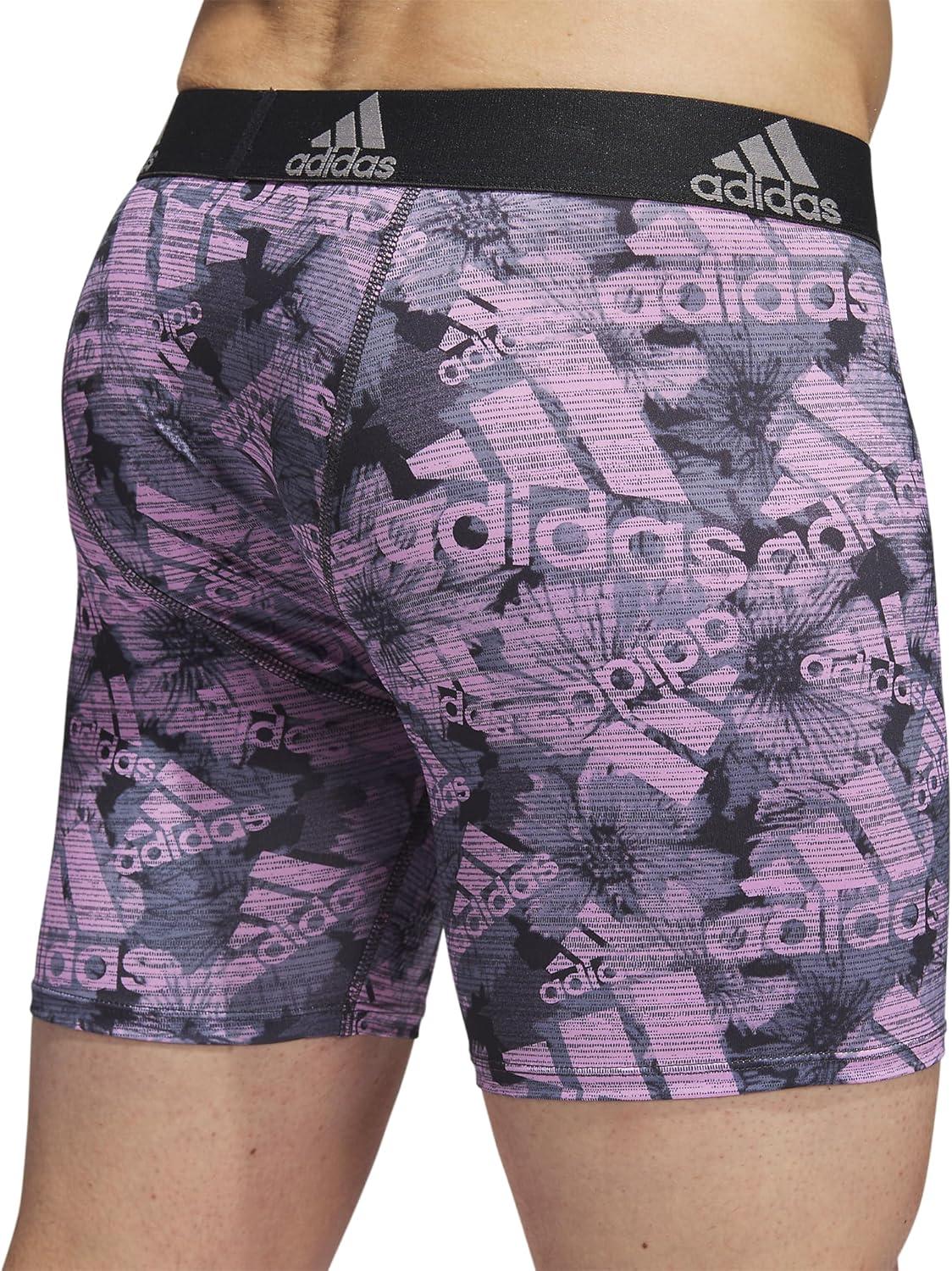 imageadidas mens Performance Boxer Brief Underwear 1packBos Floral Orchid FusioncarbonCarbon GreyGrey