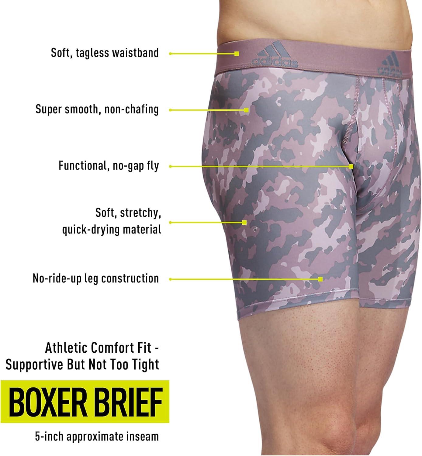 imageadidas mens Performance Boxer Brief Underwear 1packElements Camo Greypreloved FigmauvePreloved Fig PurpleGrey