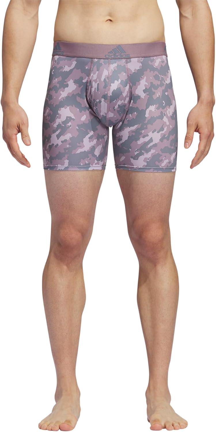 imageadidas mens Performance Boxer Brief Underwear 1packElements Camo Greypreloved FigmauvePreloved Fig PurpleGrey