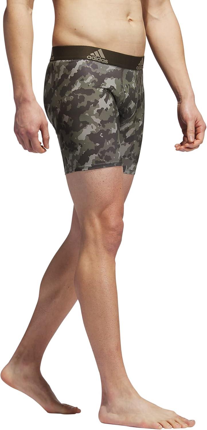 imageadidas mens Performance Boxer Brief Underwear 1packElements Camo Olive Stratashadow OliveShadow Olive GreenSilver Pebble Grey