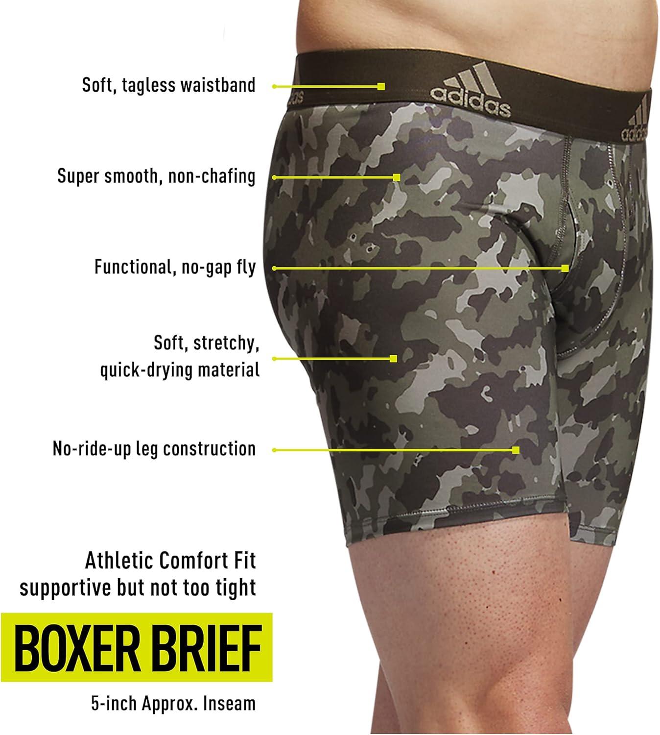 imageadidas mens Performance Boxer Brief Underwear 1packElements Camo Olive Stratashadow OliveShadow Olive GreenSilver Pebble Grey