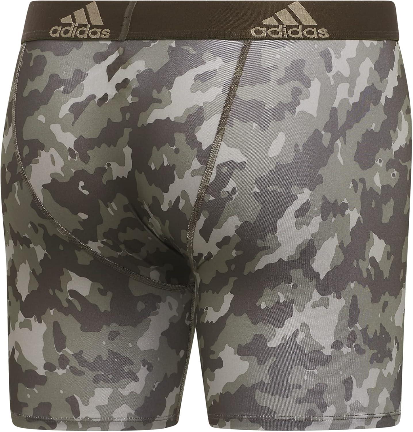 imageadidas mens Performance Boxer Brief Underwear 1packElements Camo Olive Stratashadow OliveShadow Olive GreenSilver Pebble Grey