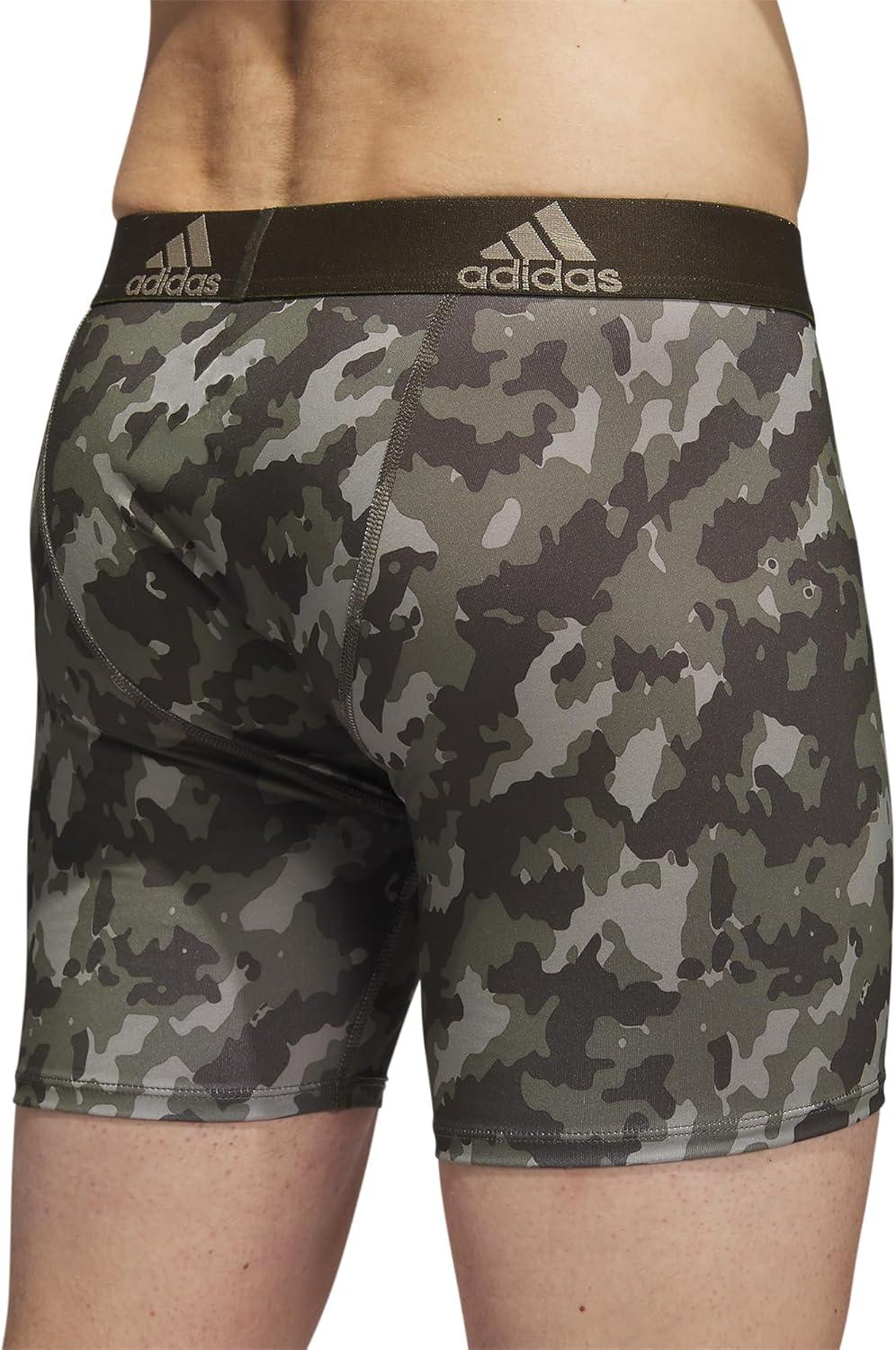 imageadidas mens Performance Boxer Brief Underwear 1packElements Camo Olive Stratashadow OliveShadow Olive GreenSilver Pebble Grey