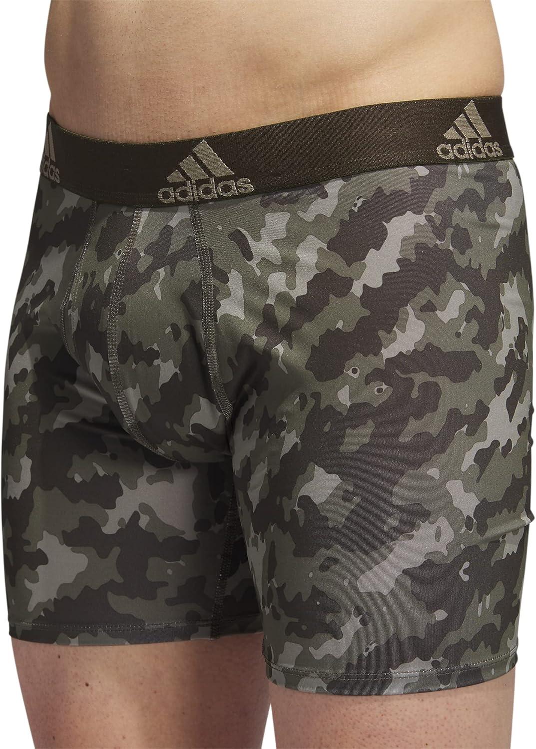 imageadidas mens Performance Boxer Brief Underwear 1packElements Camo Olive Stratashadow OliveShadow Olive GreenSilver Pebble Grey